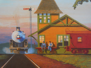 Country Train Station Steam Era Railroad art Framed John Winfield 105/750 signed Frisco