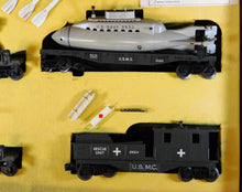 Load image into Gallery viewer, Lionel #1805 Land and Sea Gift Pack USMC Military Train Set Postwar Boxed Missile Launcher USMC action cars

