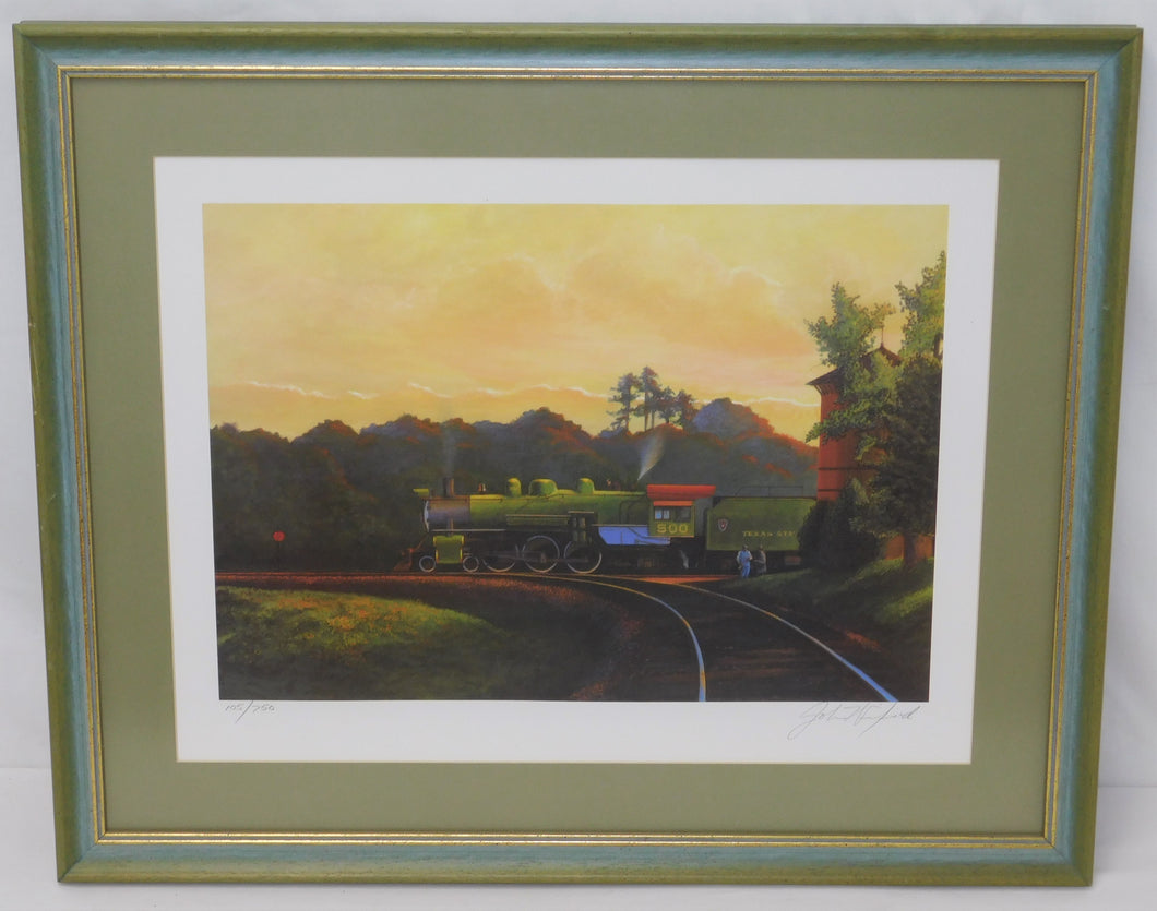 Texas State Railroad #500 Railroad art Framed John Winfield 105/750 signed #ed
