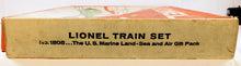 Load image into Gallery viewer, Lionel #1805 Land and Sea Gift Pack USMC Military Train Set Postwar Boxed Missile Launcher USMC action cars
