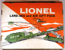 Load image into Gallery viewer, Lionel #1805 Land and Sea Gift Pack USMC Military Train Set Postwar Boxed Missile Launcher USMC action cars
