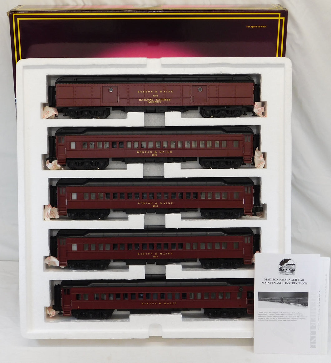 MTH 20-4027 Boston & Maine 5 Car Heavyweight Set 70' Madisons B&M O Premier 1999