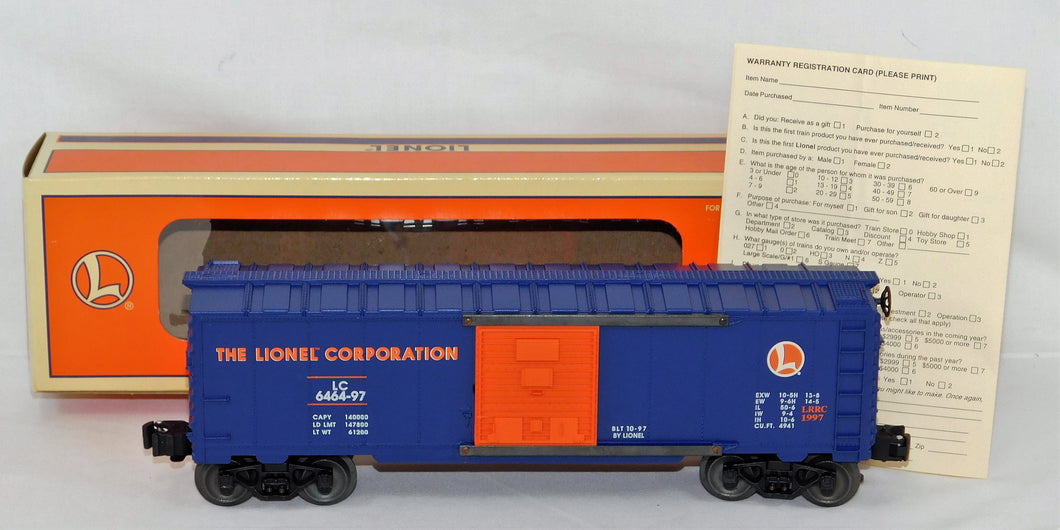 Lionel 6-19953 LRRC Orange/Blue Lionel Box Car #6464-97 Railroader Club Boxed