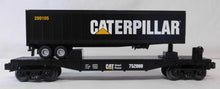 Load image into Gallery viewer, MTH 30-7697 Caterpillar Flat Car w/ 40' Trailer O gauge 2001 CAT TOFC C-8 train
