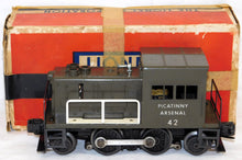 Load image into Gallery viewer, Lionel #42 Picatinny Arsenal Switcher Gas Turbine w/ Box 1957 Olive Green Runs
