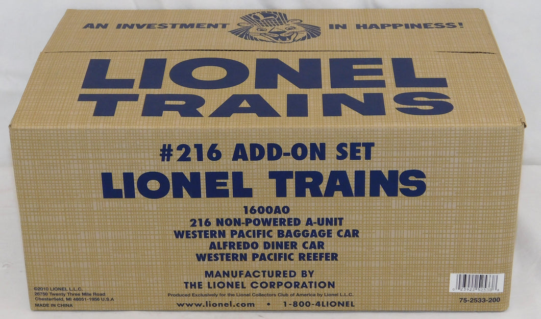 Lionel 6-52533 Add On Set for LCCA BURLINGTON #216 Alco diesel passenger set C-9