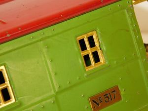 Lionel 517 Standard gauge Caboose Pea Green Red 1932 COPPER journals LIGHTED