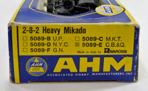 AHM Rivarossi 2-8-2 Heavy Mikado Steam Loco &Tender 5089-E CB&Q 314 Runs HO
