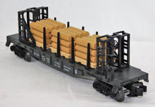 Load image into Gallery viewer, Lionel 6-16347 Ontario Northland Bulkhead Flat Car w/ Wood Load diecast sprung trucks
