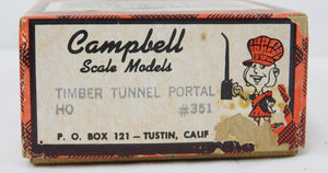 Campbell #351 Timber Tunnel Portal Complete HO scale Wood Craftsman Kit C-8 boxd