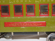 Load image into Gallery viewer, Lionel #347E BOXED Set w/ 8E Standard gauge passenger Set Olive w/ RED plates &amp; trim 337 338 1920s Prewar (Copy)
