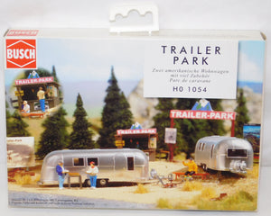 Busch 1054 Trailer Park Scene w/ TWO Airstream Trailers HO Scale 1/87 OO C-10