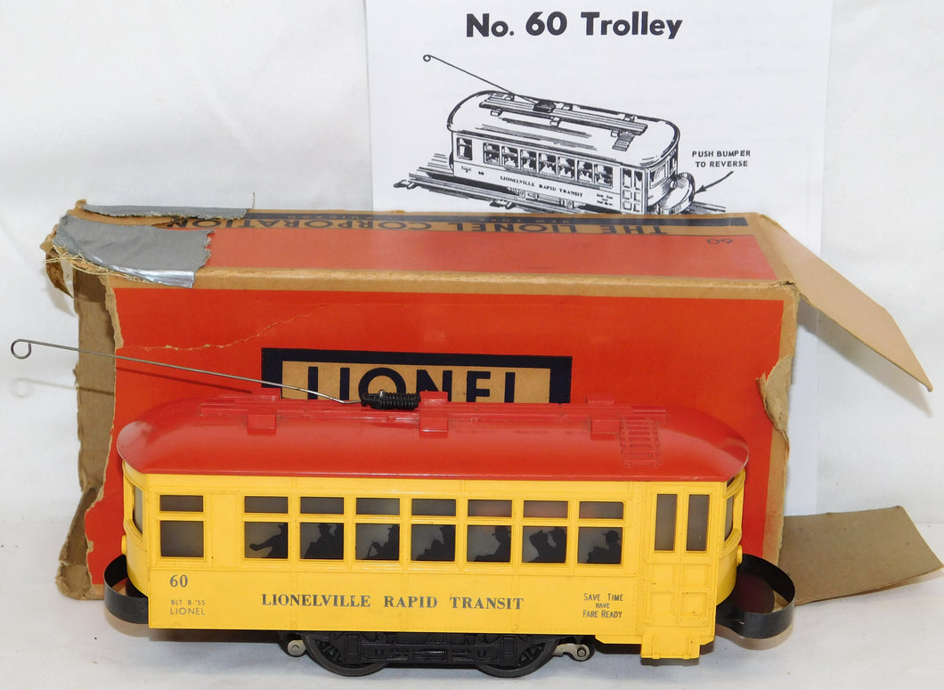 Lionel 60 Trolley blue print Lionelville Rapid Transit Works 55-58 bumpers reverses Postwar Boxed