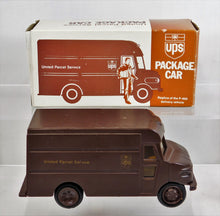 Load image into Gallery viewer, UPS Truck P-600 Brown Delivery Truck Boxed 1977 rolling door 5.5&quot; Replica
