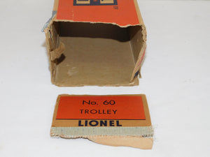 Lionel 60 Trolley blue print Lionelville Rapid Transit Works 55-58 bumpers reverses Postwar Boxed