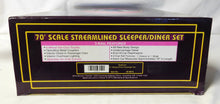 Load image into Gallery viewer, MTH 20-6615 SEABOARD 2CarSet 70' Aluminum Passenger Streamliner Sleeper Diner C-9
