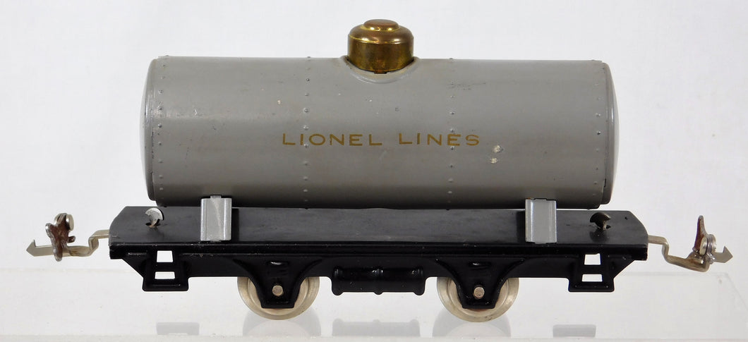 Lionel Trains #804 Prewar Tank Car Pro repaint Gray w/gold tinplate O 23-34 4whl