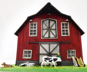 Menards 279-1992 Classic Dairy Barn w/ cows Farm Ranch O gauge lighted Retired