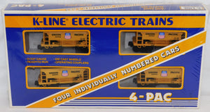 K-Line K-6724A Union Pacific Ore cars 4 pack w/ coal loads SEALED C-9 O Yellow UP