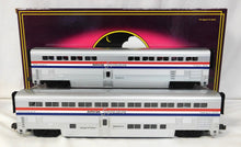 Load image into Gallery viewer, MTH MT 20-6539 Amtrak Phase 3 2CarSet 70' Aluminum Passenger 3 stripe Superliner
