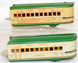 Marx M10005 Union Pacific passenger Set Green Cream Streamline UP windUp +USRPO