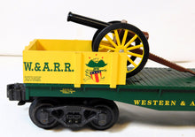 Load image into Gallery viewer, K-Line K661-8011 W&amp;A Classic Flat Car w/2 diecast Cannons W.&amp;.A.R.R. Boxed 19th Century BOXED

