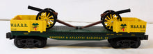 Load image into Gallery viewer, K-Line K661-8011 W&amp;A Classic Flat Car w/2 diecast Cannons W.&amp;.A.R.R. Boxed 19th Century BOXED
