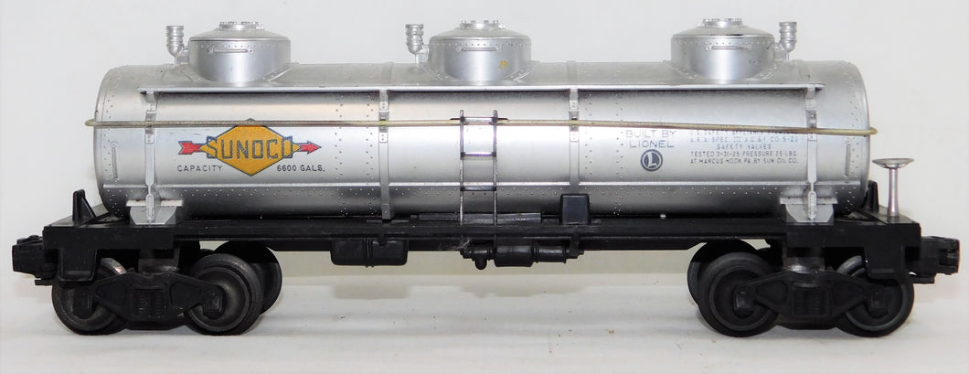 Lionel 6415 Sunoco 3 Dome Tank Car 1953-55 6600 gal diecast trucks EARLIEST version