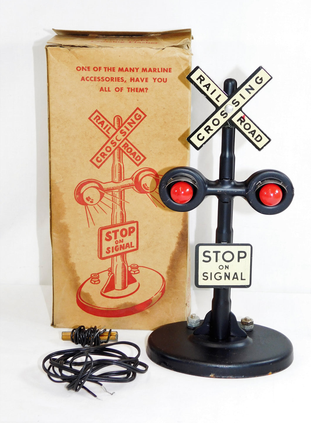 MARX Twin Light Crossing Flasher #423 Accessory With Box Red Lights + track clip