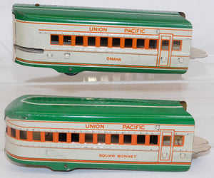 Marx M10005 Union Pacific passenger Set Green Cream Streamline UP windUp +USRPO