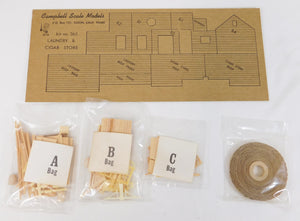 Campbell #365 HO scale Laundry & Cigar Store SEALED bags wood Kit +instr Vintage