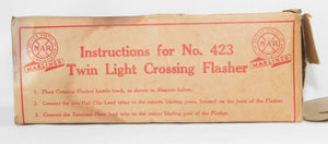 MARX Twin Light Crossing Flasher #423 Accessory With Box Red Lights + track clip