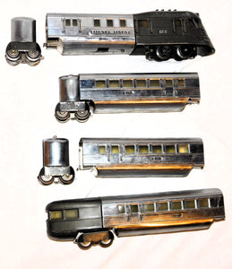 Lionel Prewar FLYING YANKEE set 616 617x2 618 Chrme articulated streamliner Runs