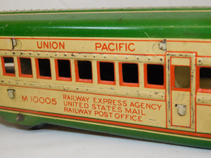 Marx M10005 Union Pacific passenger Set Green Cream Streamline UP windUp +USRPO