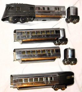 Lionel Prewar FLYING YANKEE set 616 617x2 618 Chrme articulated streamliner Runs