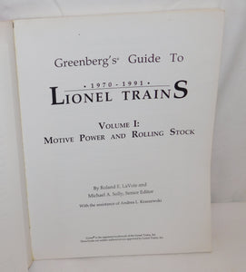 Greenberg's Guide Lionel Trains 1970-1991 Vol1 Locomotives Rolling Stock 10-7535