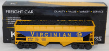 Load image into Gallery viewer, K-Line K621-44622 VIRGINIAN Smooth side Hopper w/coal load Car# 2201 blue/yellow
