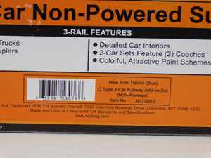 MTH 30-2760-3 New York Transit Blue Q Type 3-Car Subway Set Non-powered ADD ON