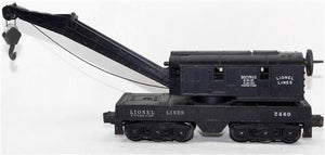 Lionel 2460 Black Bucyrus Erie Crane 2 line version Operates Works 1949-50 12whl
