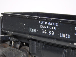 Lionel 3469 Die Cast Automatic Coal Dump car w/ 206 bag of coal tray & instr 1949-51 version O