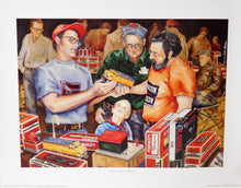 Load image into Gallery viewer, Angela Trotta Thomas &quot;Can We Get It Daddy?&quot; Print 2000 22x17&quot; Train Show Lionel
