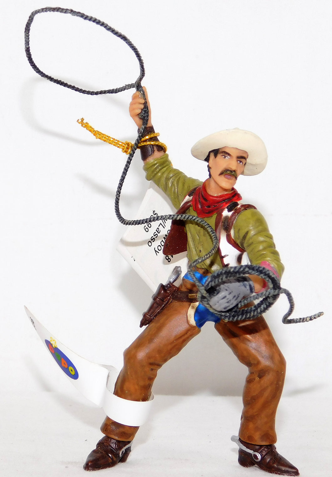 Papo 836 Cowboy with Lasso Figure 2002 out of production Rodeo Old West figurine