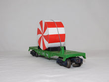 Load image into Gallery viewer, Lionel Depressed Center Flatcar w/ Giant Christmas Peppermint Disc Northern Pacific
