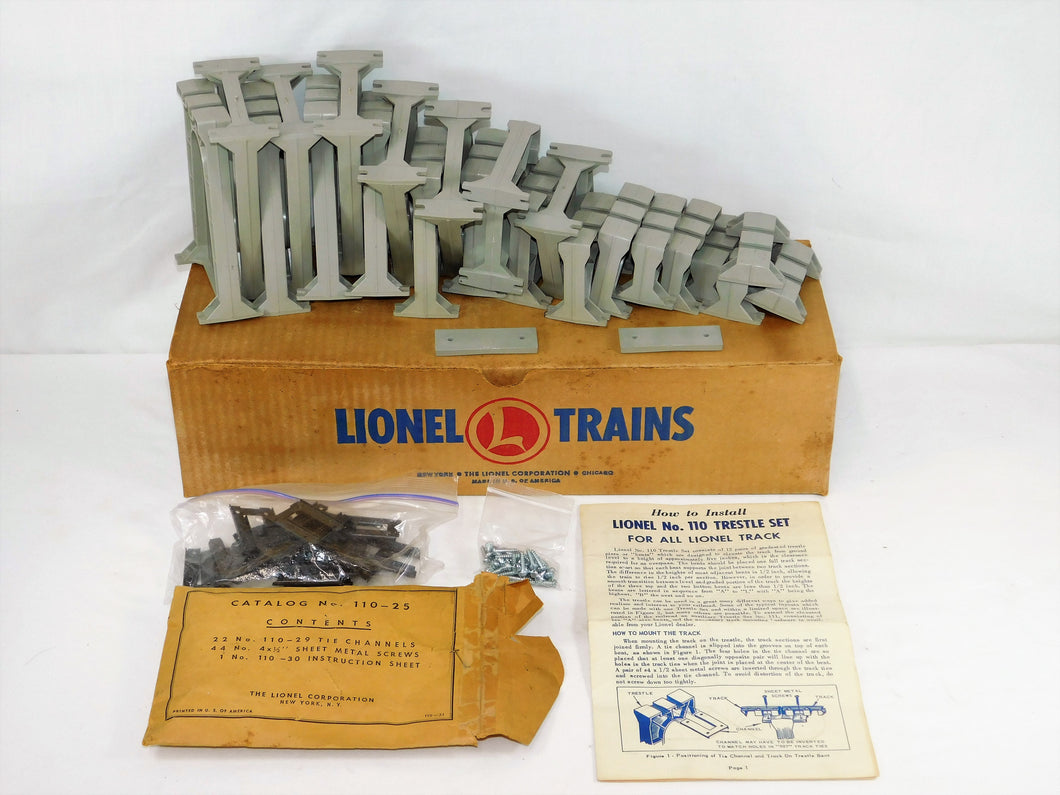 Lionel Trains 110 Graduated Trestle Set 24pcs Up & Down Boxed w/ALL extras COMPLETE