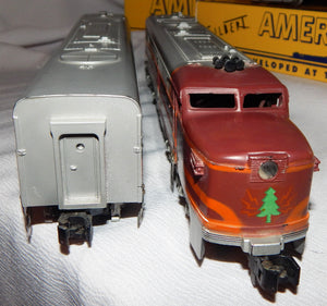 American Flyer Silver Flash Passenger Set K5469WT PA diesels 477 478 Chestnut stripes