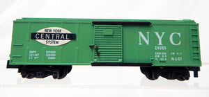 American Flyer 24065 NYC Green Painted Boxcar Pikemaster couplers New York Central
