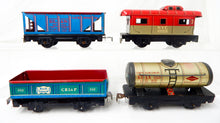 Load image into Gallery viewer, Marx 1940s Steam Freight Set 495 loco +5 tin cars COMPLTE RTR CLEAN chrome front

