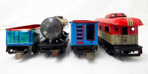 Marx 1940s Steam Freight Set 495 loco +5 tin cars COMPLTE RTR CLEAN chrome front