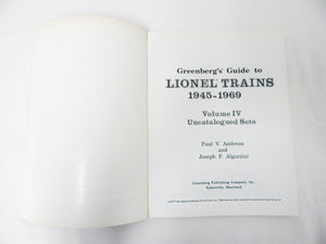 Greenberg's Guide to Lionel Trains 1945-1969: Uncatalogued Sets: Volume 4 Softback