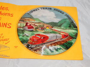 Lionel Trains Sound Effects ART Record + Sleeve 1950s promotional Steam Diesel